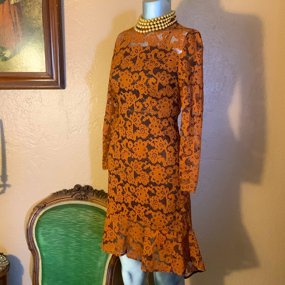NWT Metisu Burnt Orange Lace Dress.  Sz S